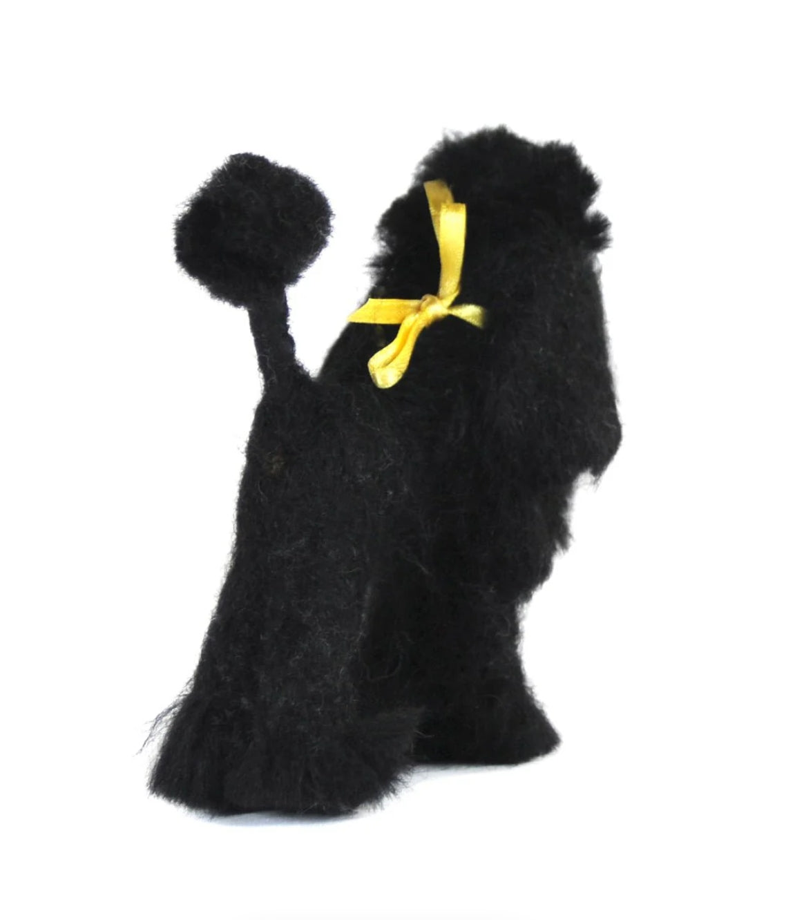 Felted Black Poodle Dog Sculpture: Alpaca Fiber Decor