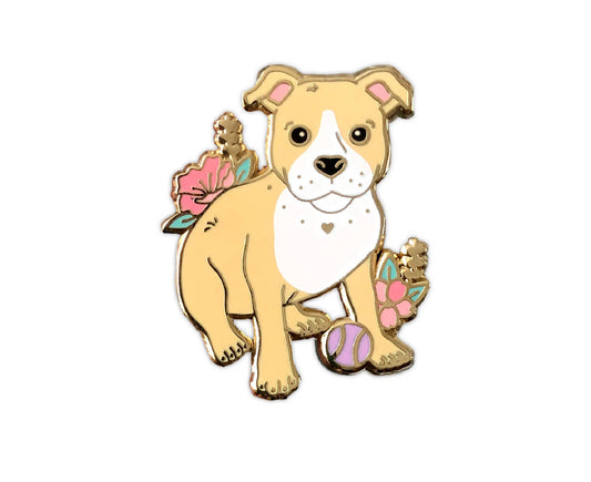 Tan Pit Bull Dog Enamel Pin