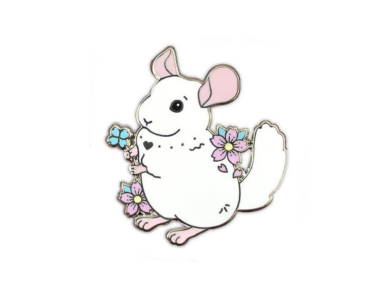 White Chinchilla Enamel Pin