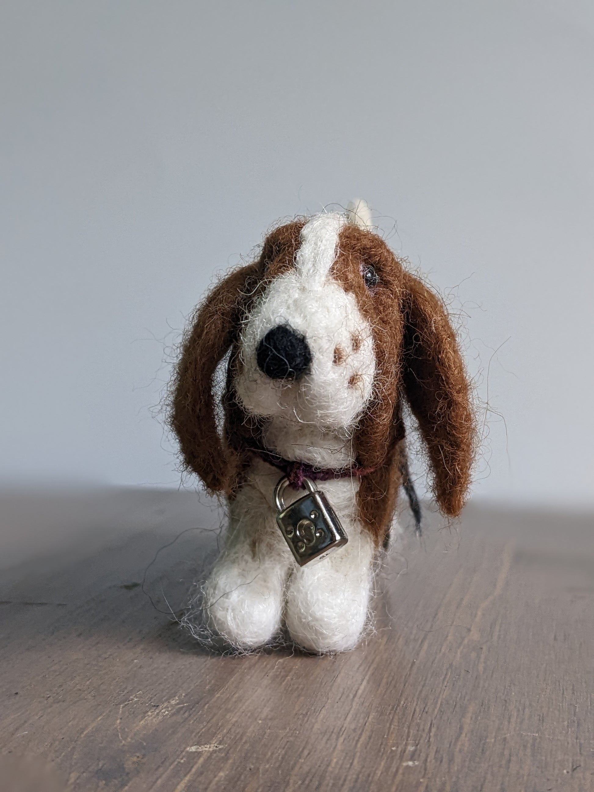 basset hound figure made from needle felted alpaca wool