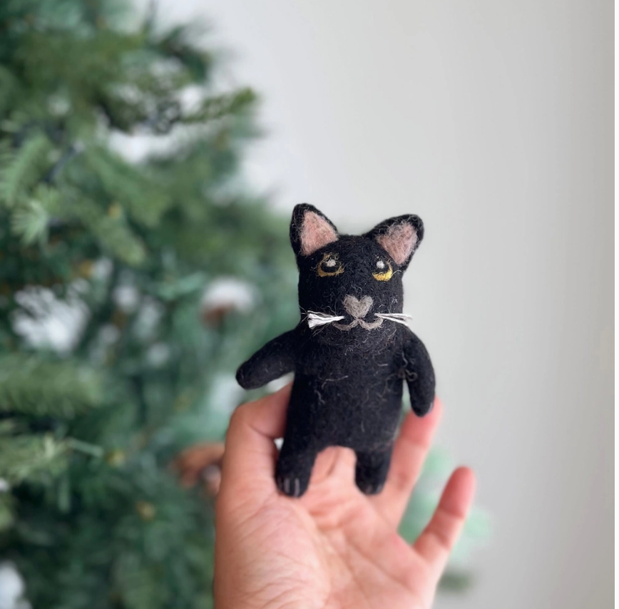 black cat wool finger puppet jasper and ruby