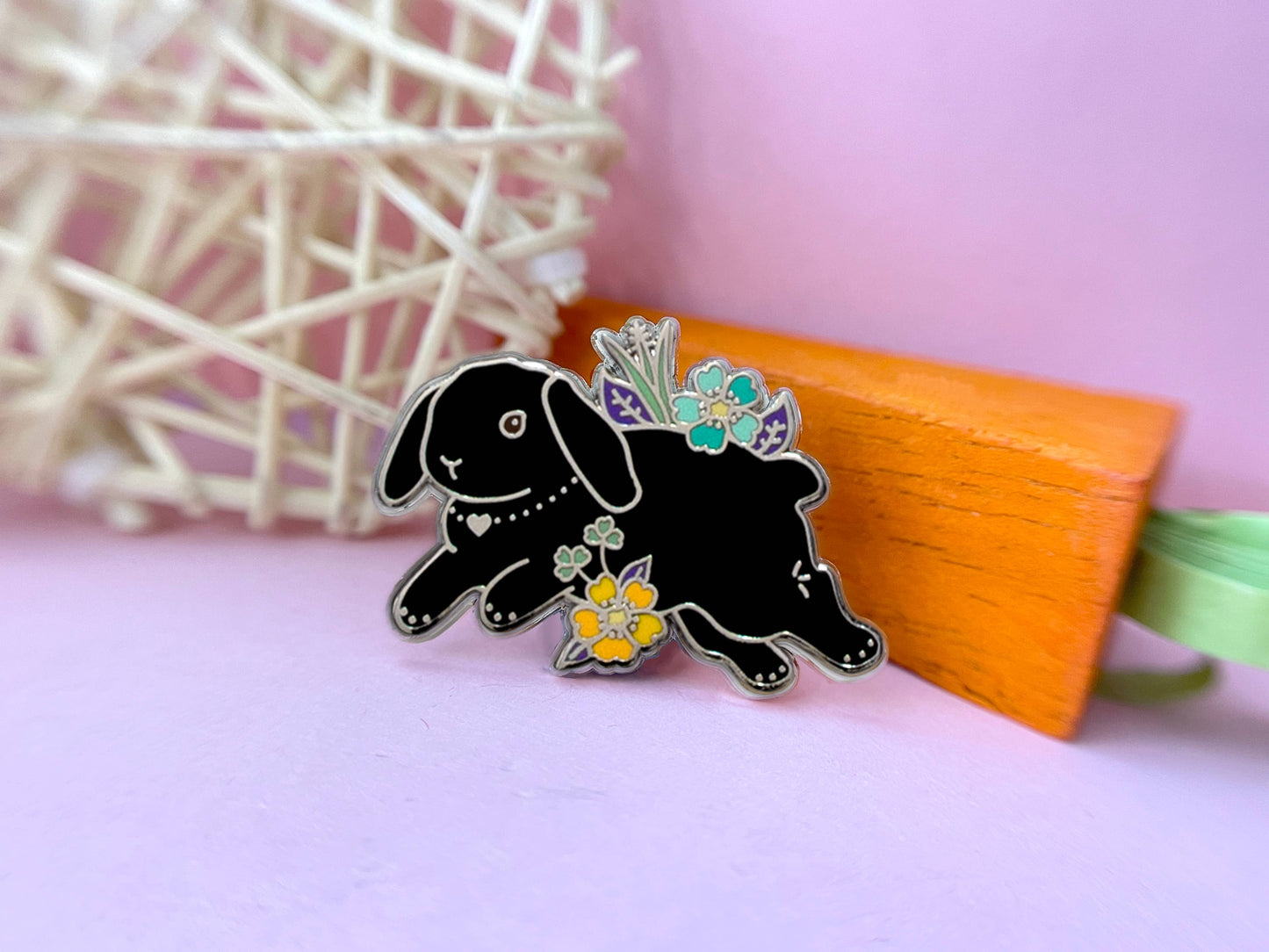 black rabbit enamel pin