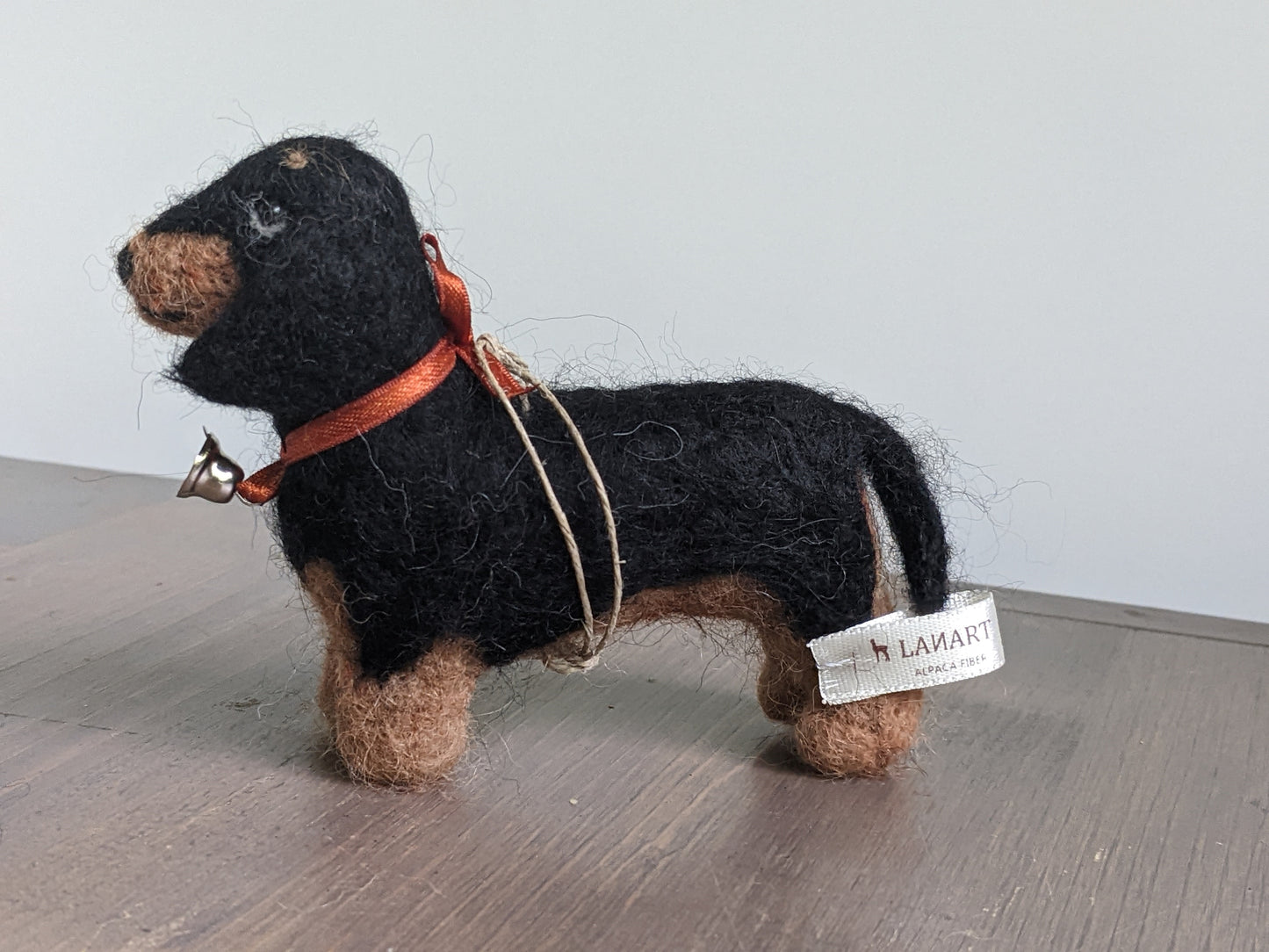 Felted Dachshund Dog Sculpture: Alpaca Fiber Decor