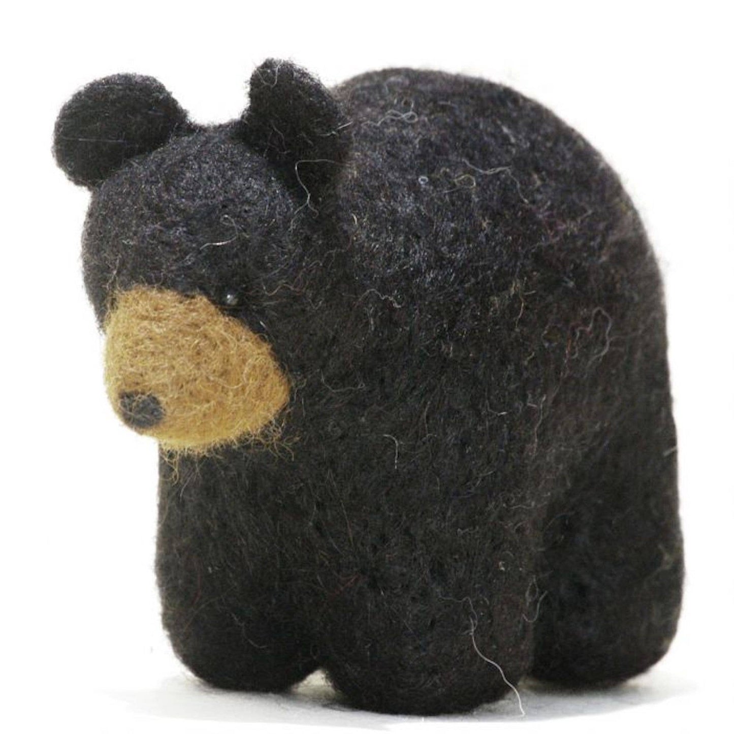 needle felted wool black bear cub sculpture