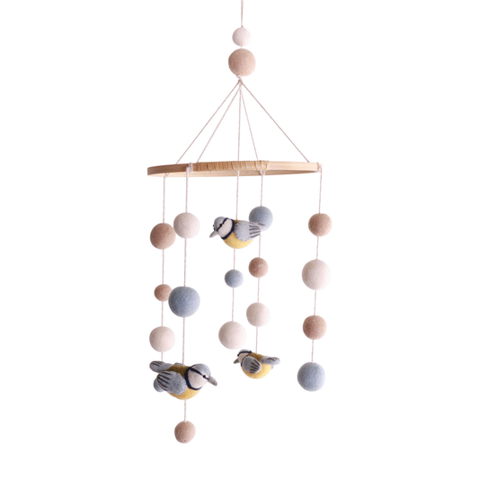 Mobile - Birds - Yellow/Blue - Jasper and Ruby Art