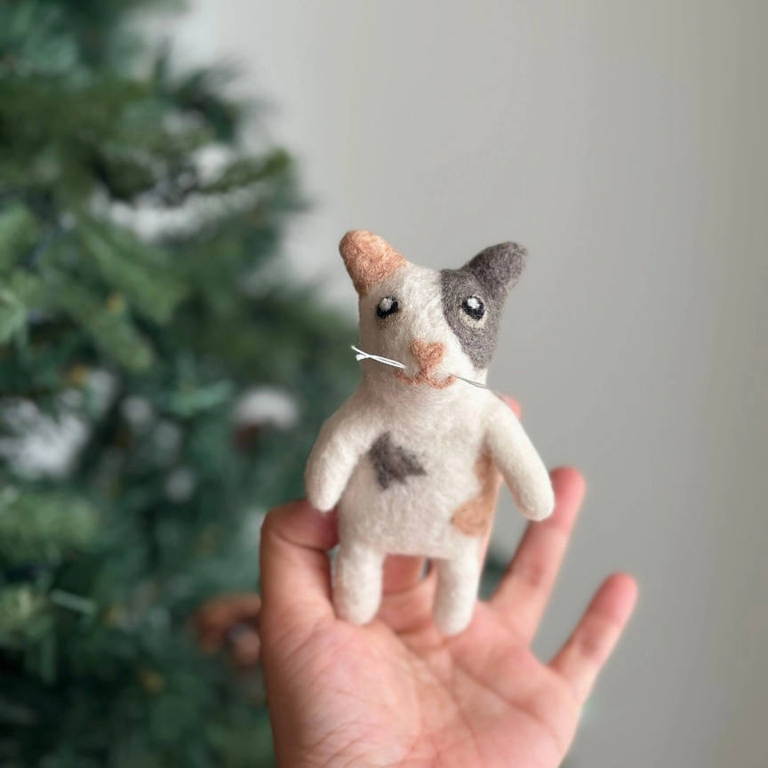 calico cat wool finger puppet jasper and ruby