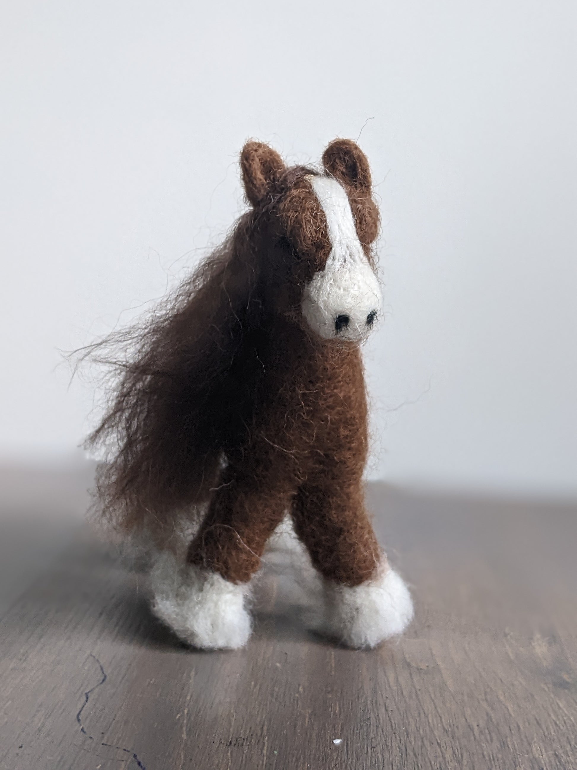 clydesdale horse needle felted sculpture made from alpaca wool