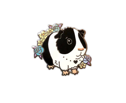 Black and White Guinea Pig Enamel Pin