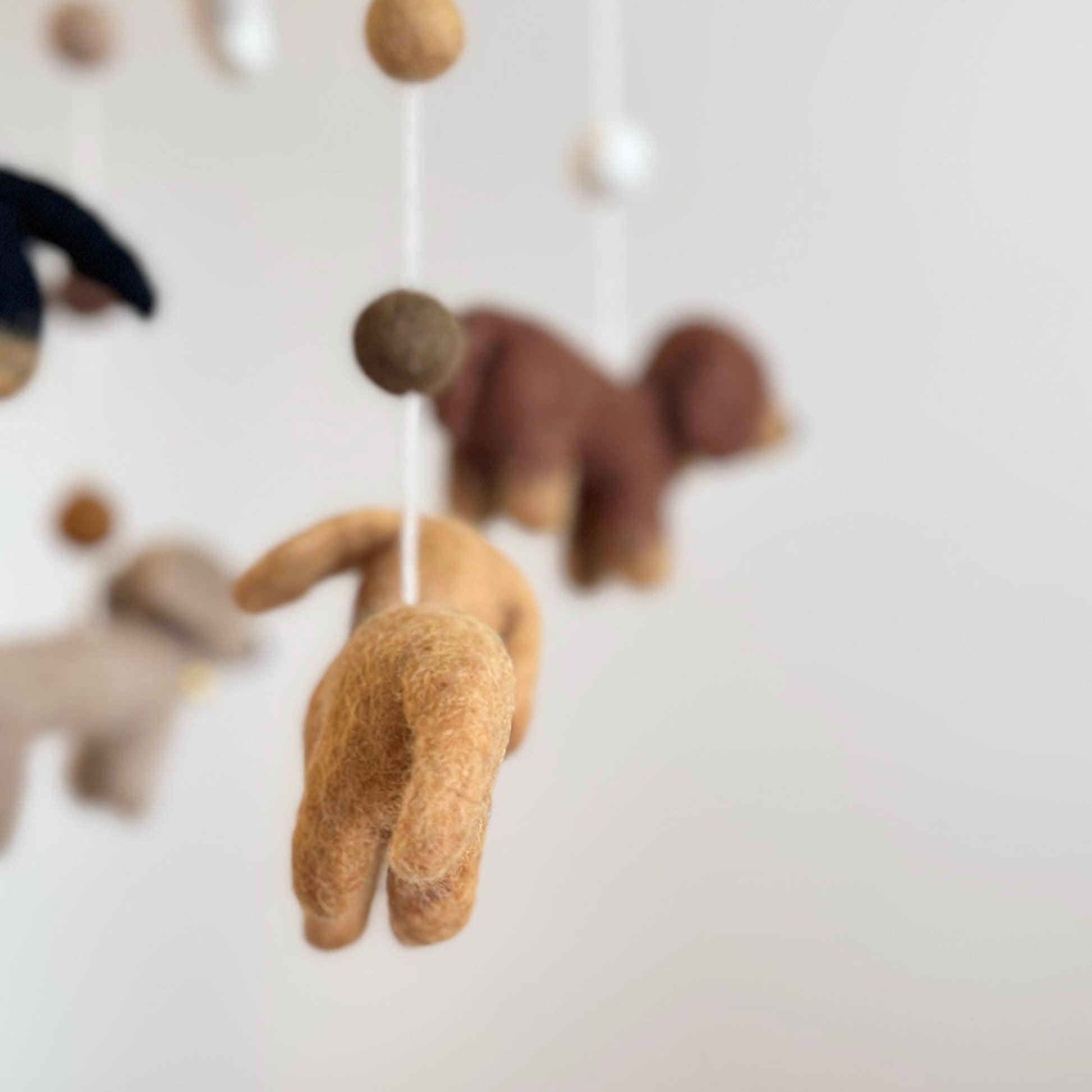 needle felted wool Dachshund baby mobile 