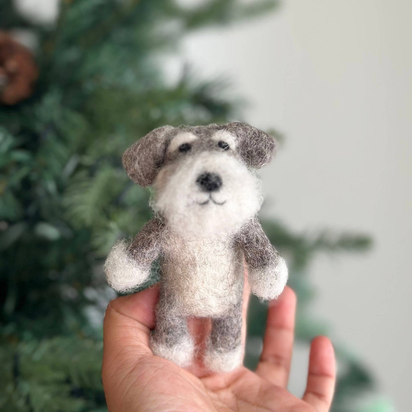 Felt Finger Puppet: Schnauzer Dog