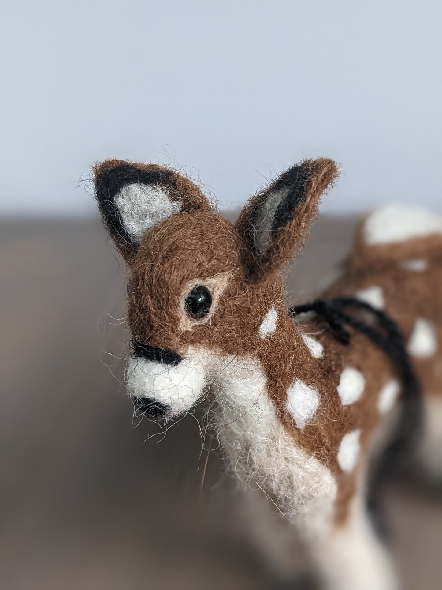Needle Felted Little Fawn Deer: Wildlife Felted Alpaca Sculpture