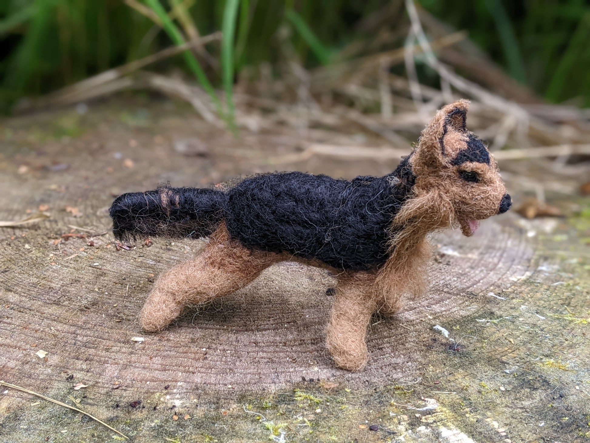 german shepherd needle felted with alpaca wool