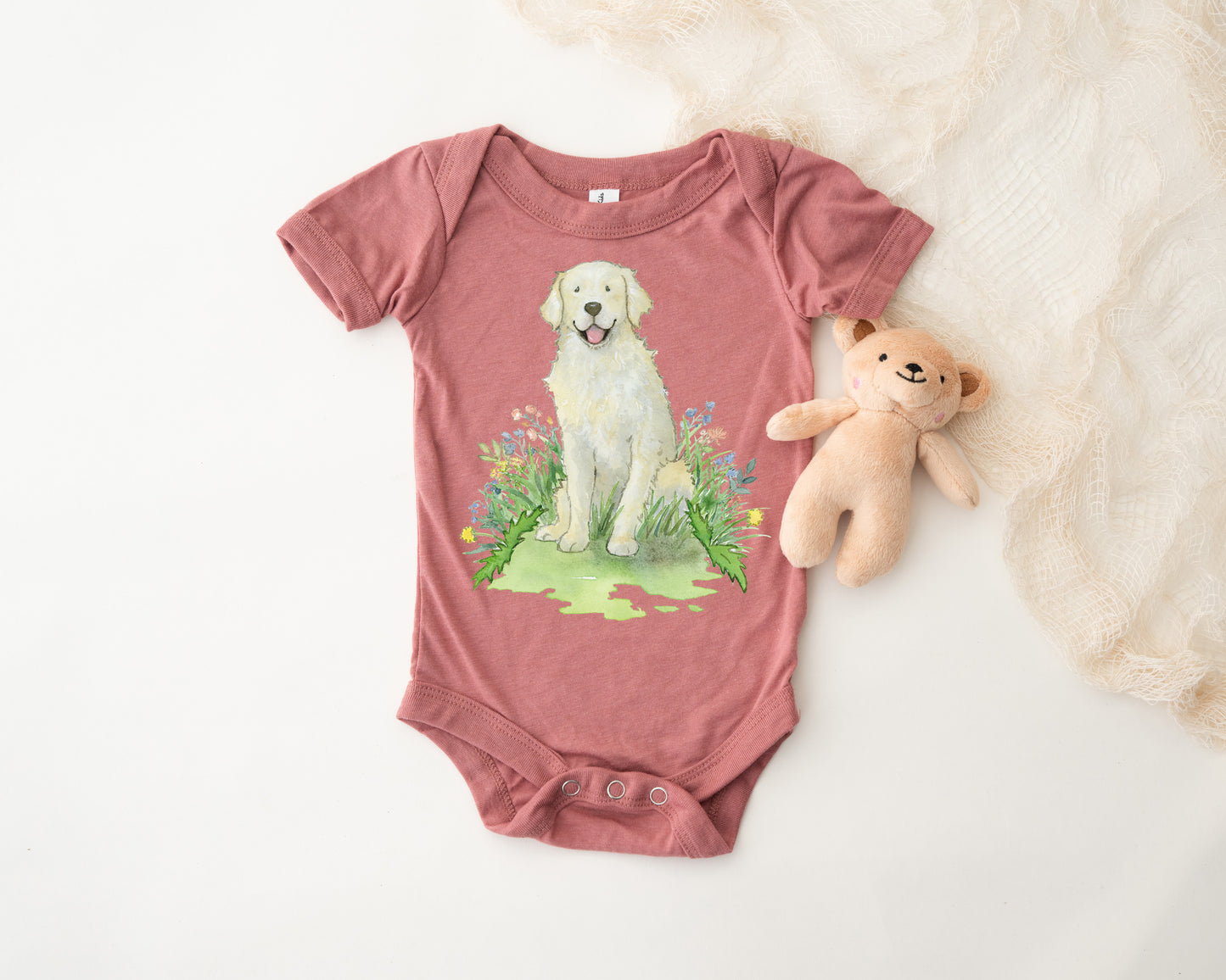 Golden Retriever Baby Bodysuit, Big Brother or Sister Birth Announcement