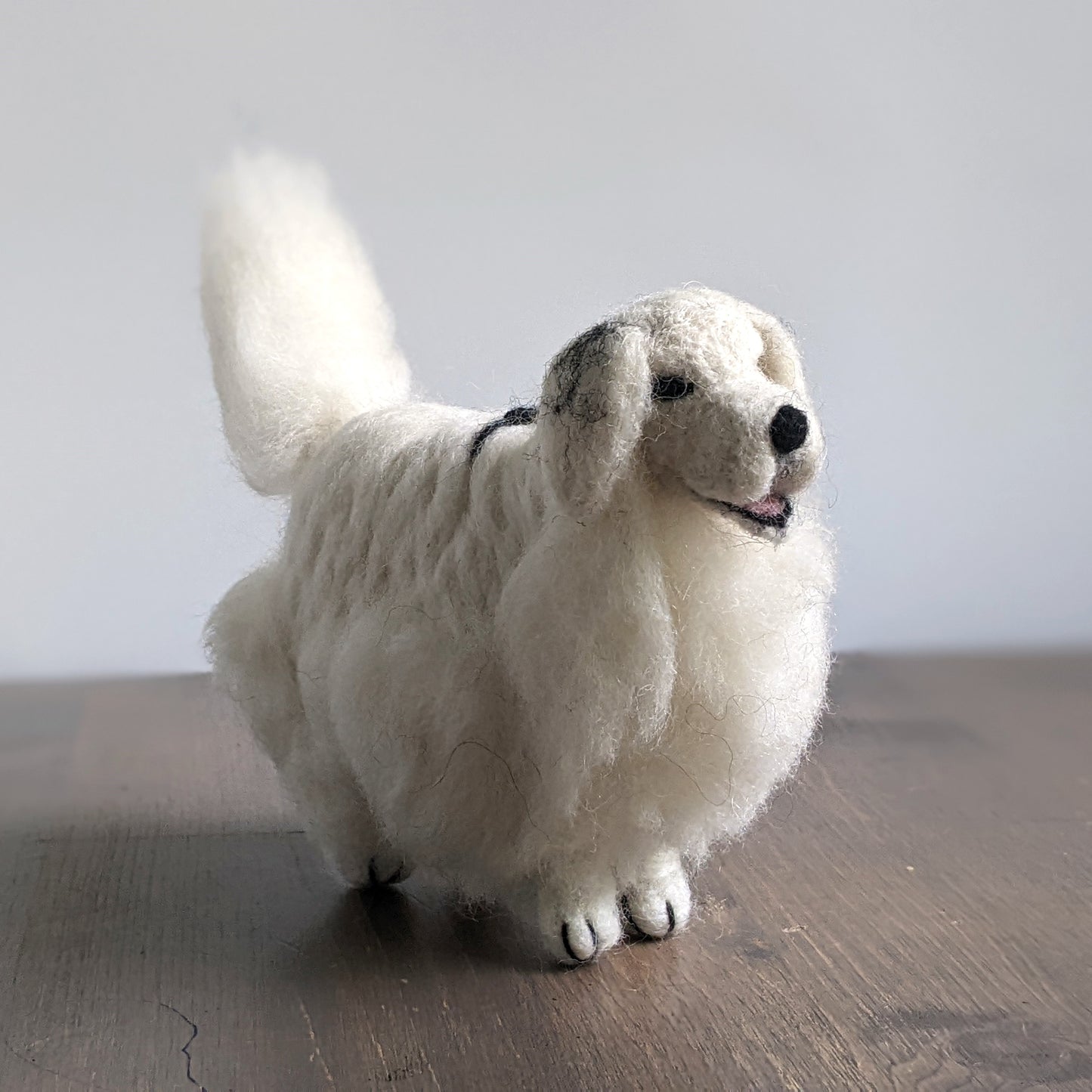 Felted Great Pyrenees Dog Sculpture: Alpaca Fiber Decor
