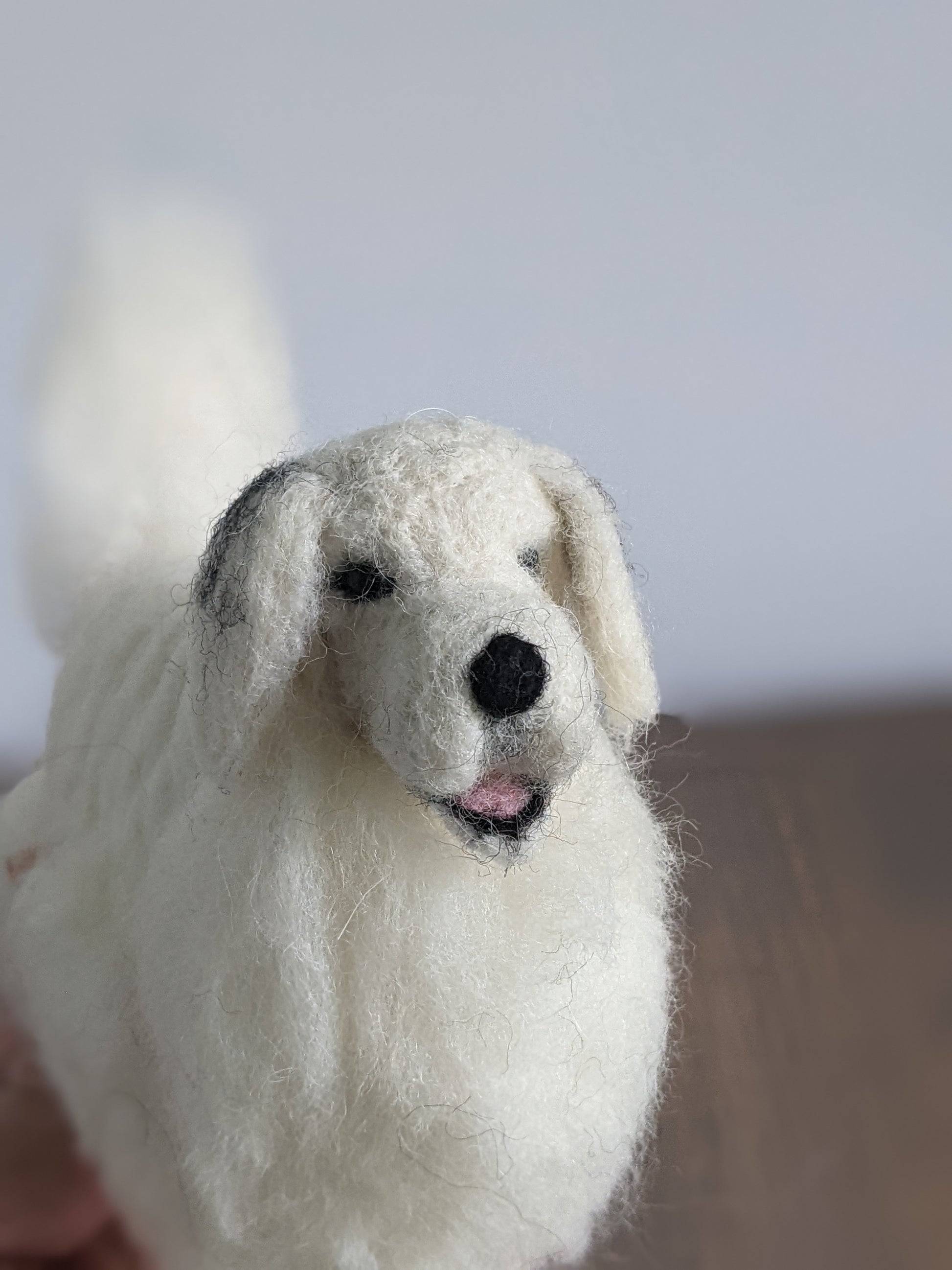 Felted Great Pyrenees Dog Sculpture: Alpaca Fiber Decor