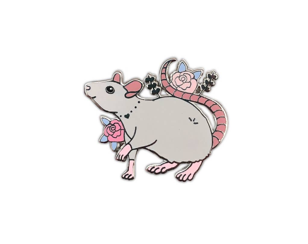 grey rat enamel pin