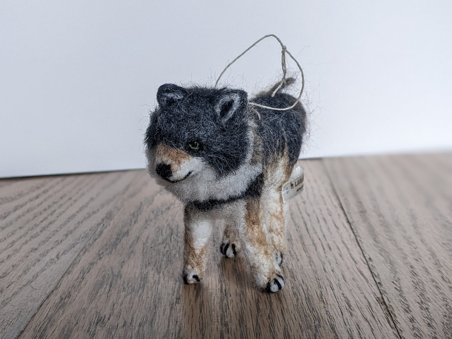 grey wolf felted alpaca sculpture