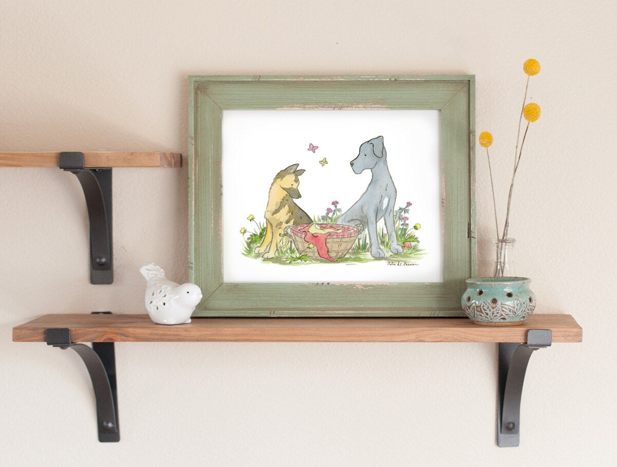 German Shepherd Art Print, Great Dane Art, Dog Nursery Art