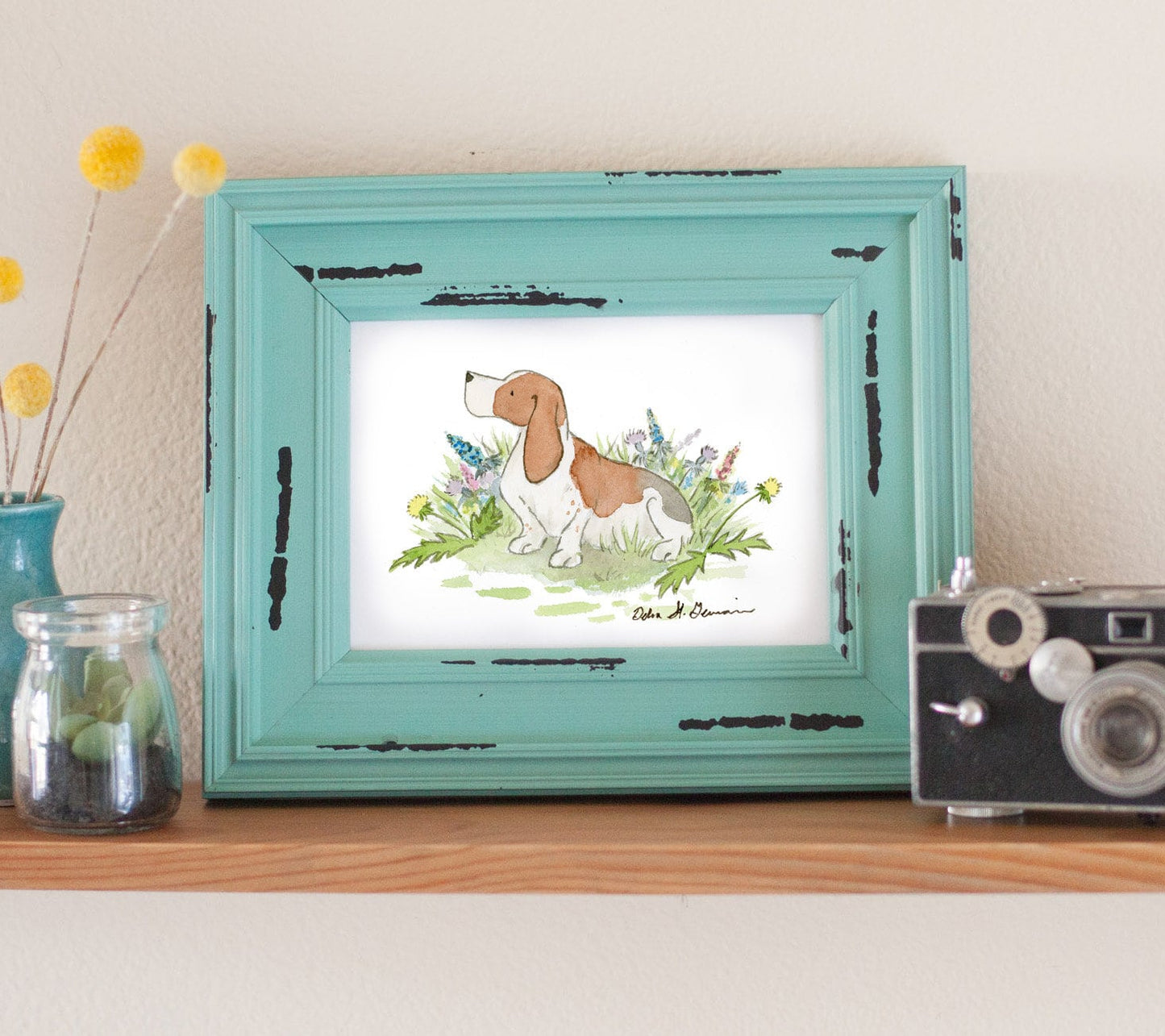 Basset Hound Art Print, Watercolor Basset Hound Wall Art l Jasper and Ruby Art
