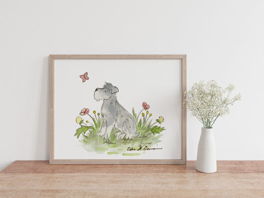 Mini Schnauzer Watercolor Art Print, Gift for Dog Lovers