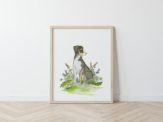 Mixed Breed Dog Art, Basenji Print, Gift for Dog Lovers