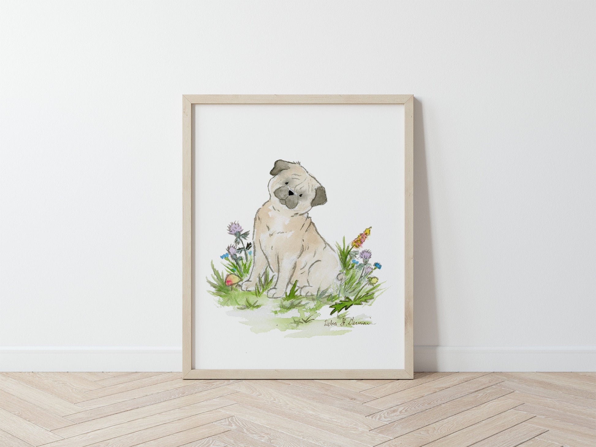 Pug Art Print, Pug Gift, Watercolor Pug, Pug Wall Art, Pug Lover Gift, Puppy Nursery Art, Pug Mom Gift, Pug Artwork, Cute Pug, Cute Dog Art