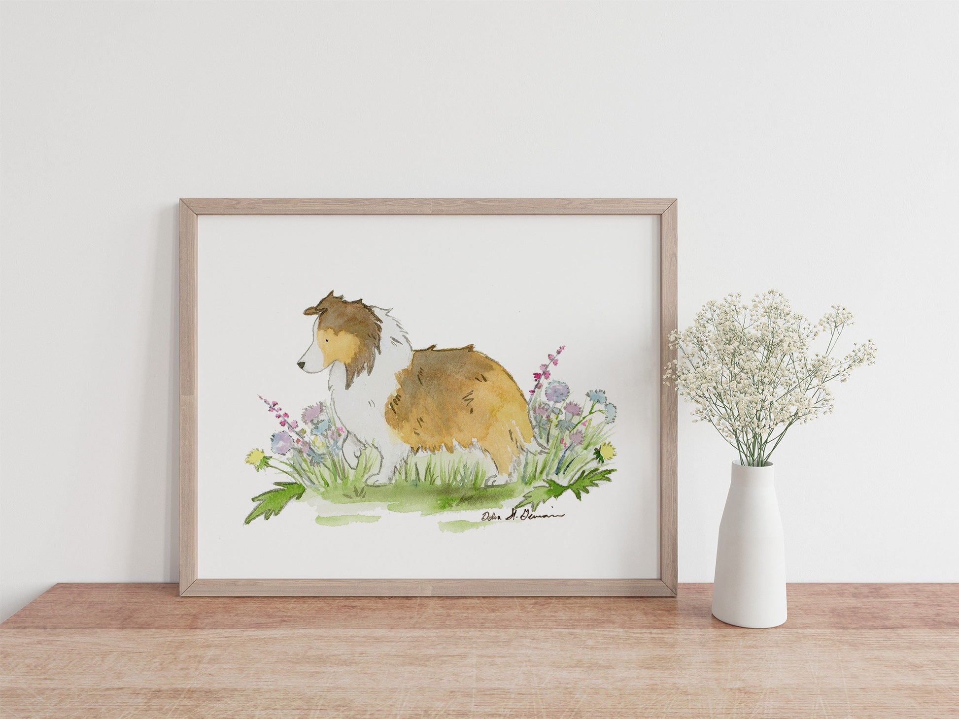 Sable Sheltie Art, Shetland Sheepdog Watercolor Print, Gift for Sheltie Lovers