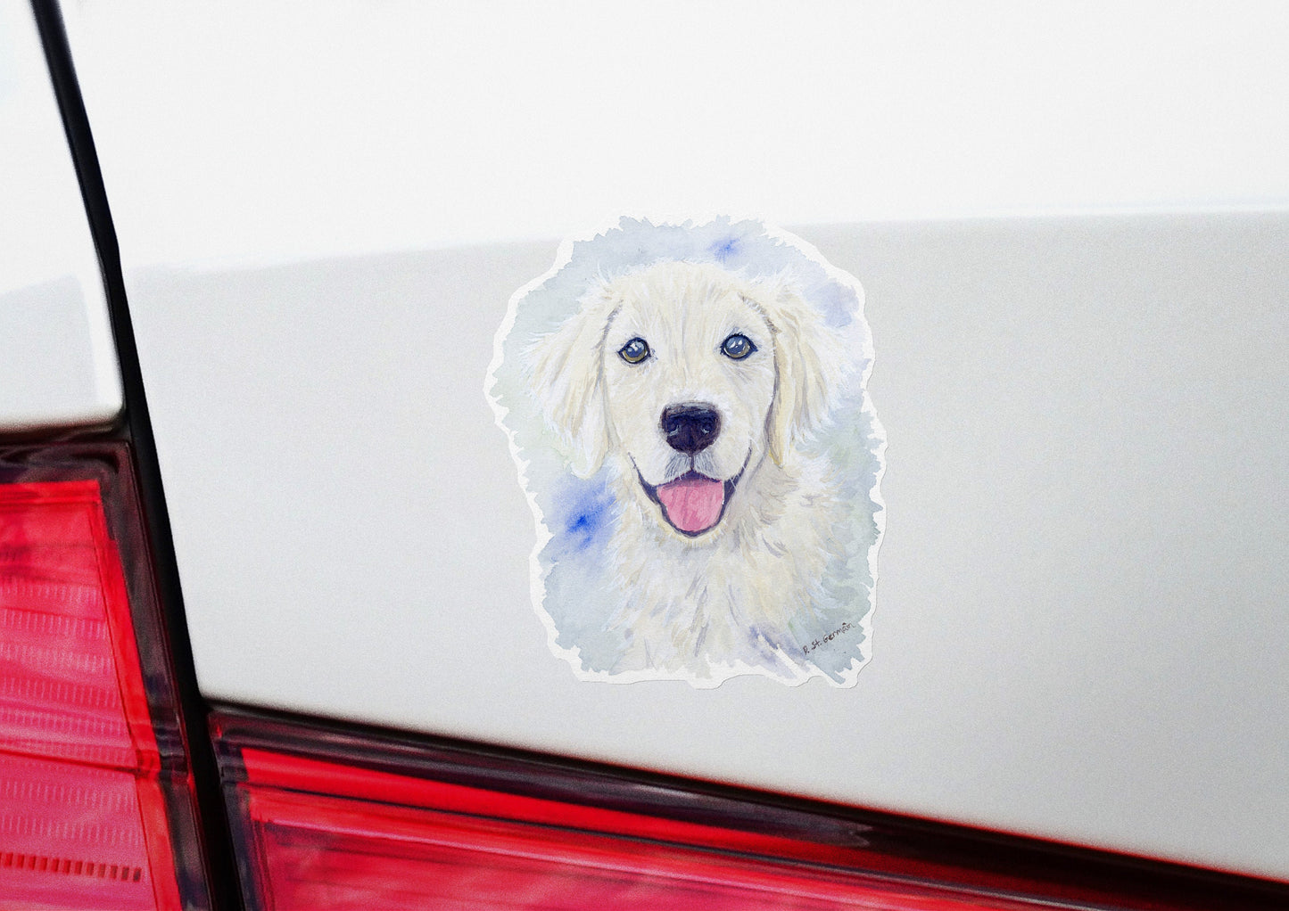 Golden Retriever Vinyl Die Cut Sticker, English Cream Car Decal