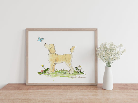 Poodle Watercolor Art Print, Dog Lover Gift