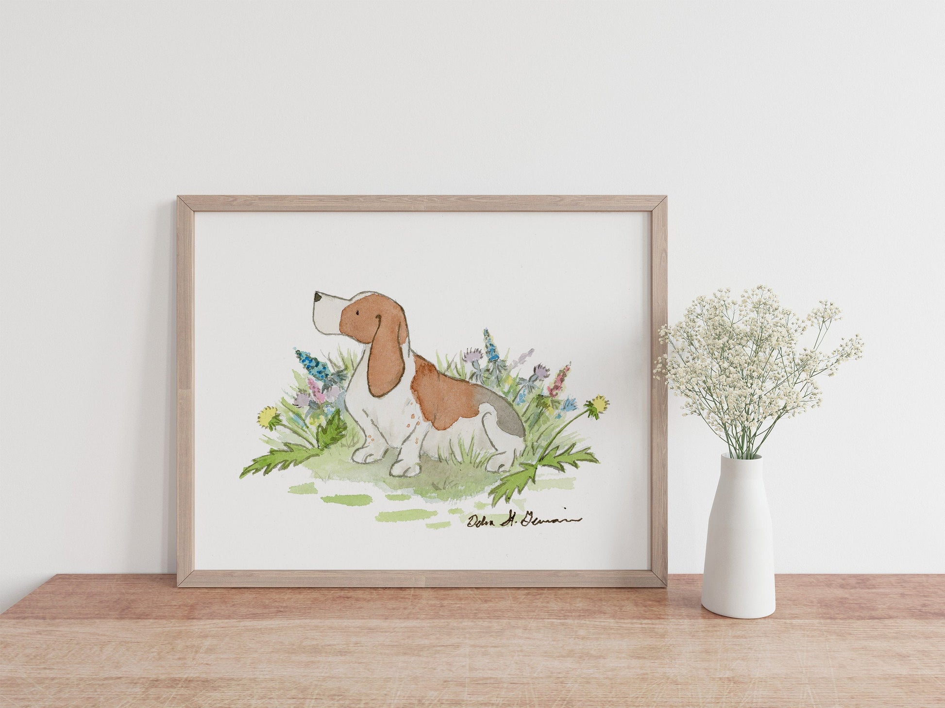 Basset Hound Art Print, Watercolor Basset Hound Wall Art l Jasper and Ruby Art