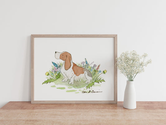 Basset Hound Art Print, Watercolor Basset Hound Wall Art l Jasper and Ruby Art