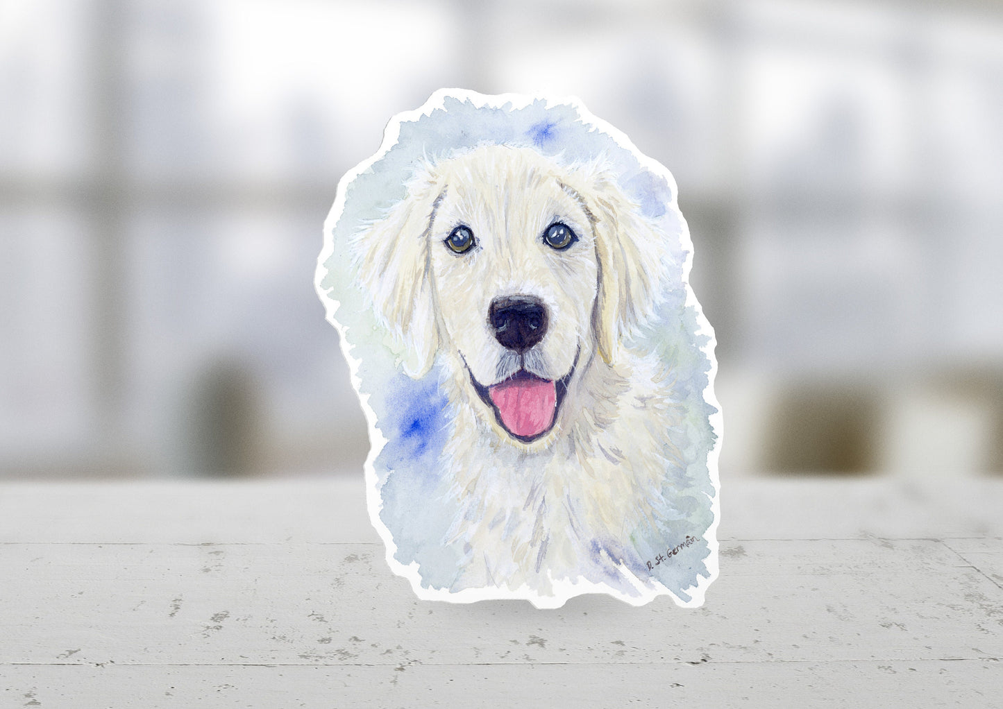 Golden Retriever Vinyl Die Cut Sticker, English Cream Car Decal