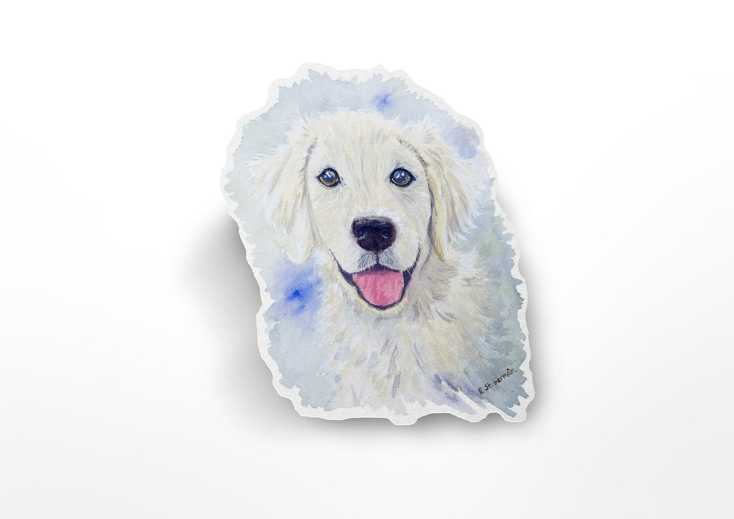 Golden Retriever Vinyl Die Cut Sticker, English Cream Car Decal