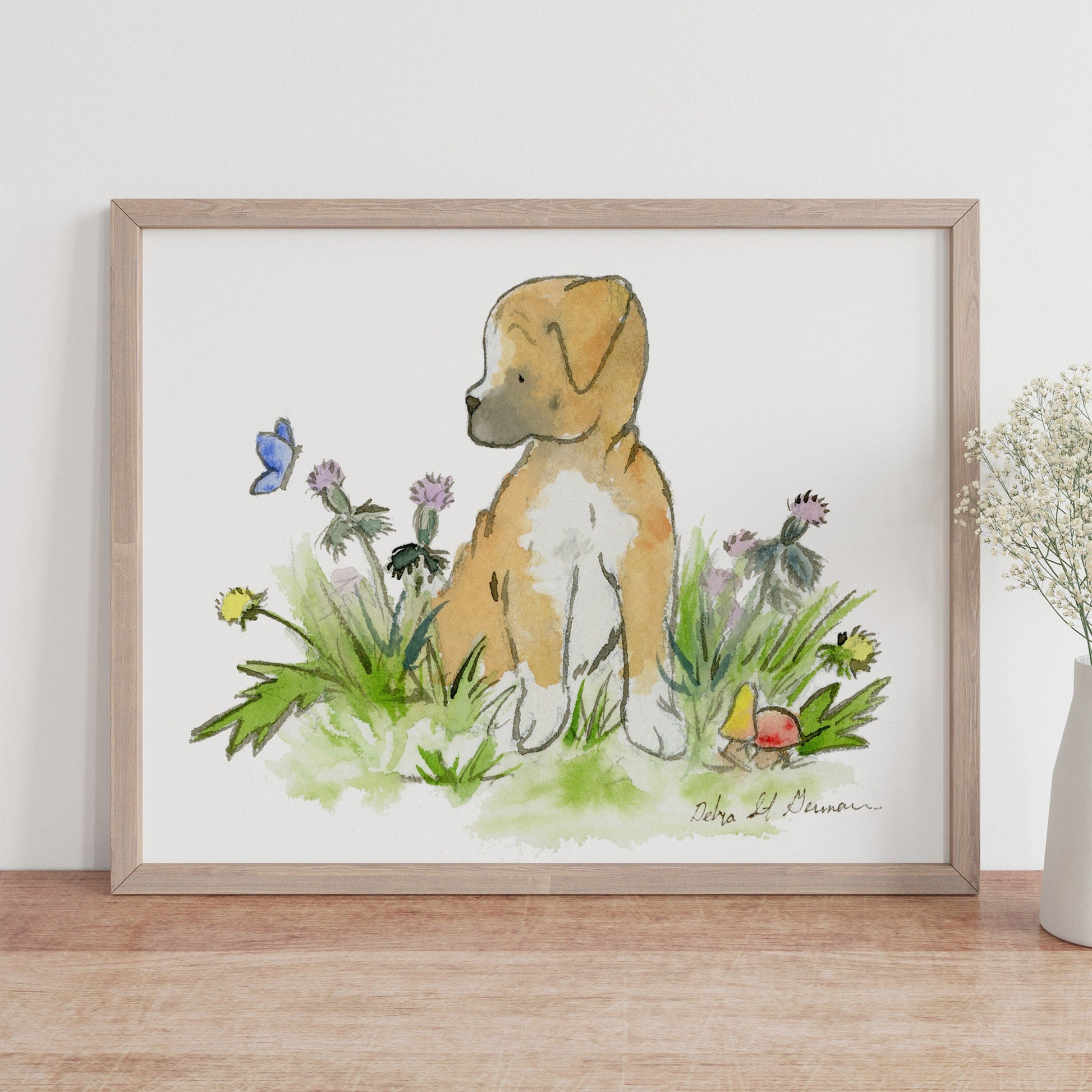 Boxer Puppy Art, Watercolor Print for Dog Lovers