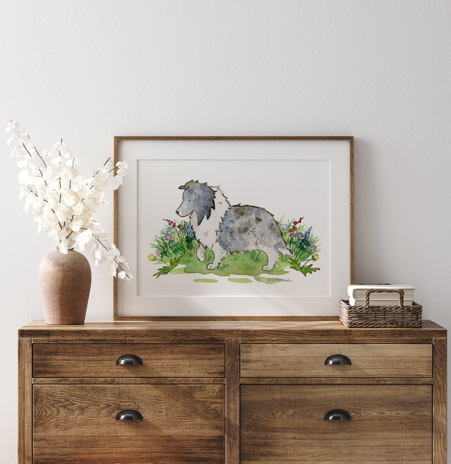 Bi Blue Sheltie Art Print, Sheltie Lover Gift