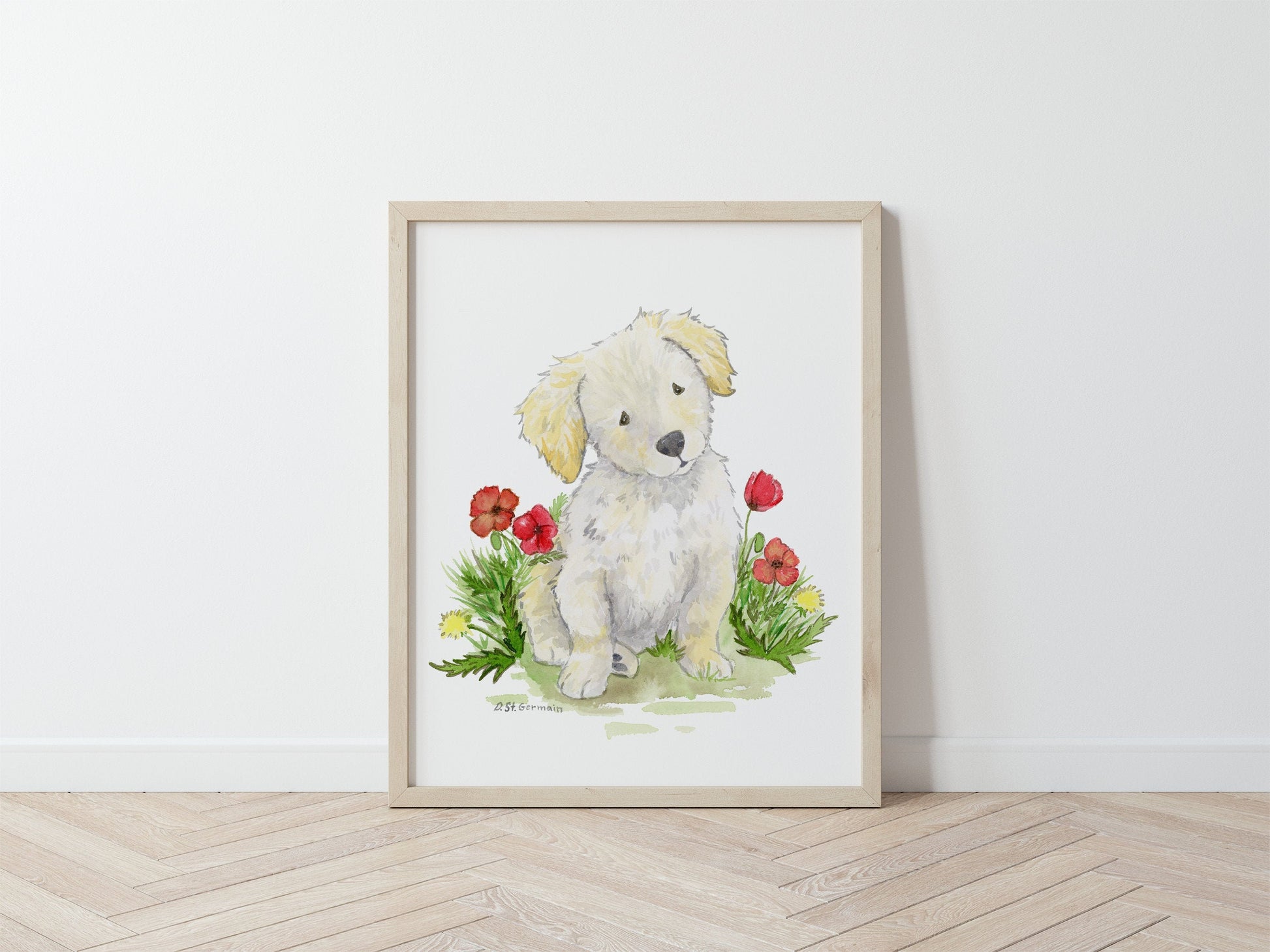 Goldendoodle Art, Watercolor Golden Retriever Puppy Print for Dog Lovers