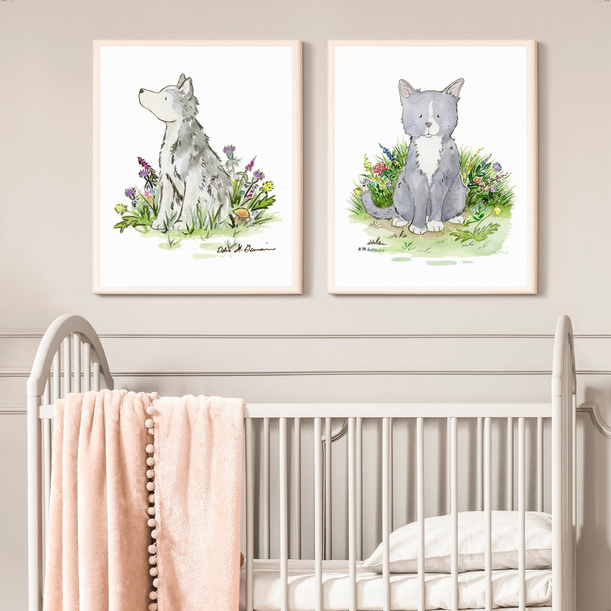 Gray Cat Watercolor Art Print, Cute Cat For Cat Lovers