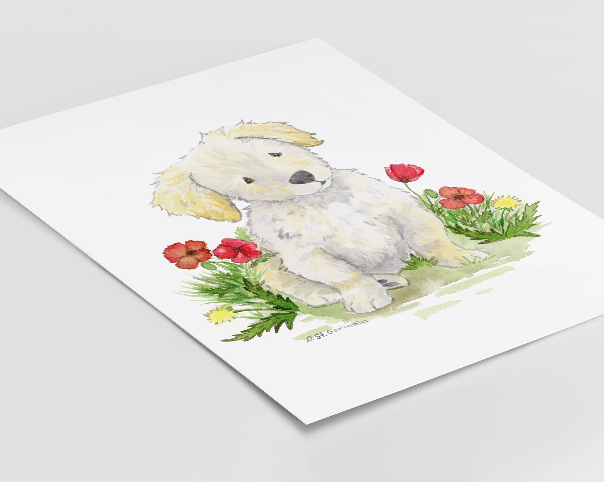 Goldendoodle Art, Watercolor Golden Retriever Puppy Print for Dog Lovers