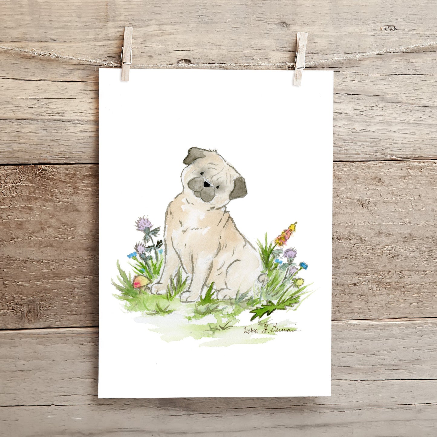Pug Art Print, Pug Gift, Watercolor Pug, Pug Wall Art, Pug Lover Gift, Puppy Nursery Art, Pug Mom Gift, Pug Artwork, Cute Pug, Cute Dog Art