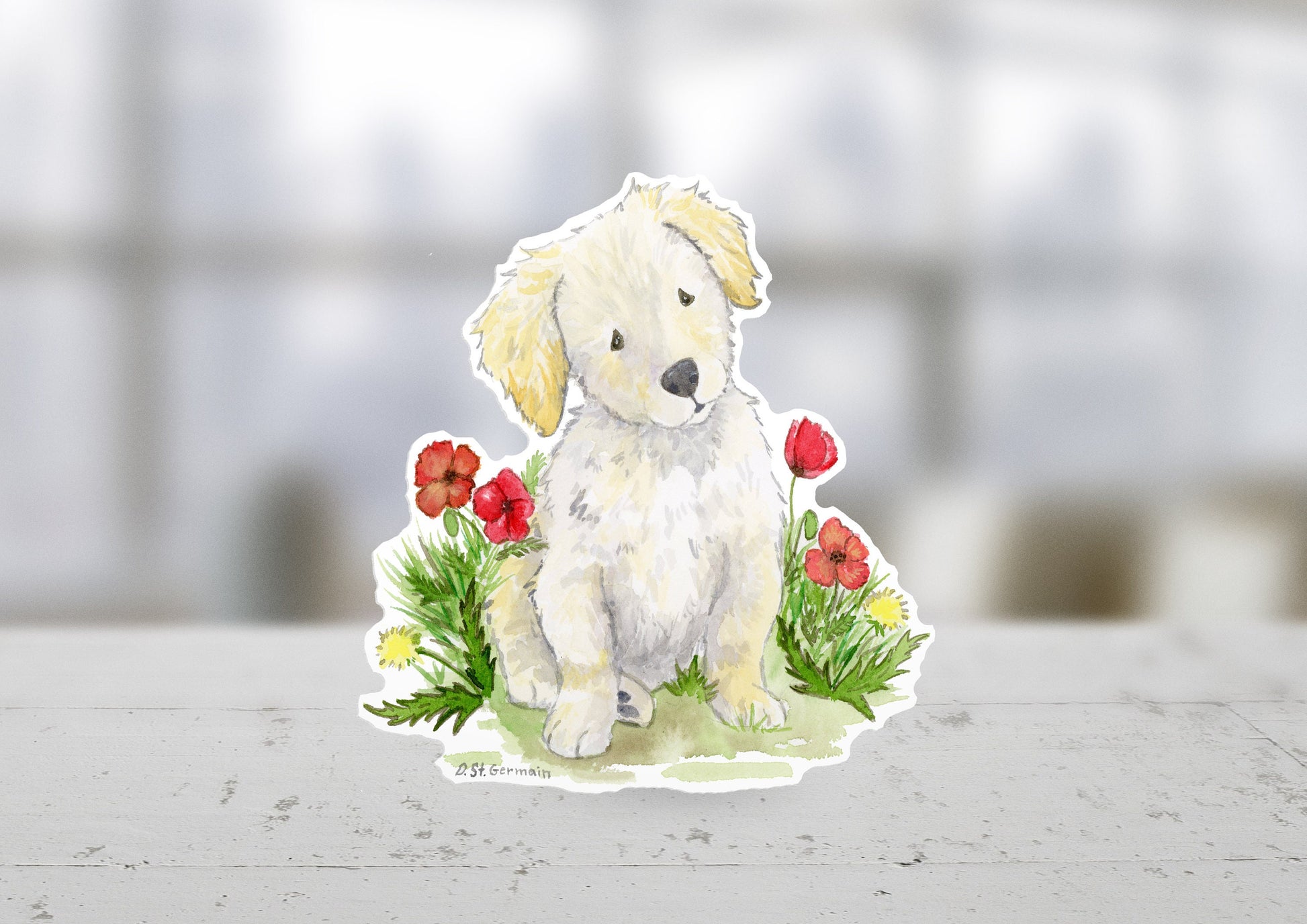 Doodle Puppy Sticker, Golden Retriever decal