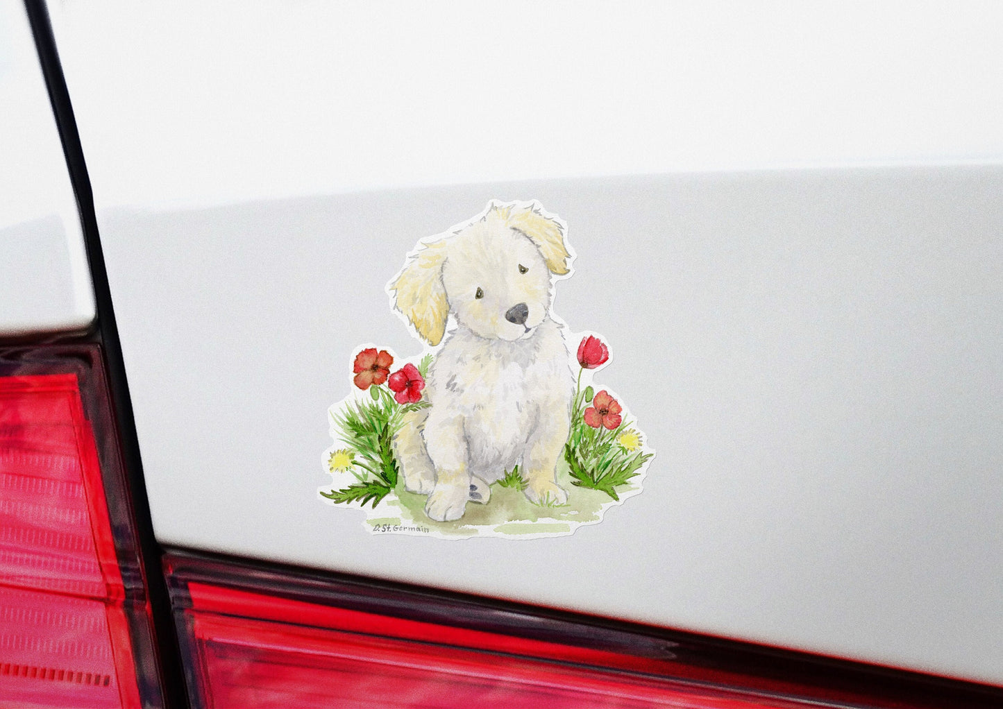 Doodle Puppy Sticker, Golden Retriever decal