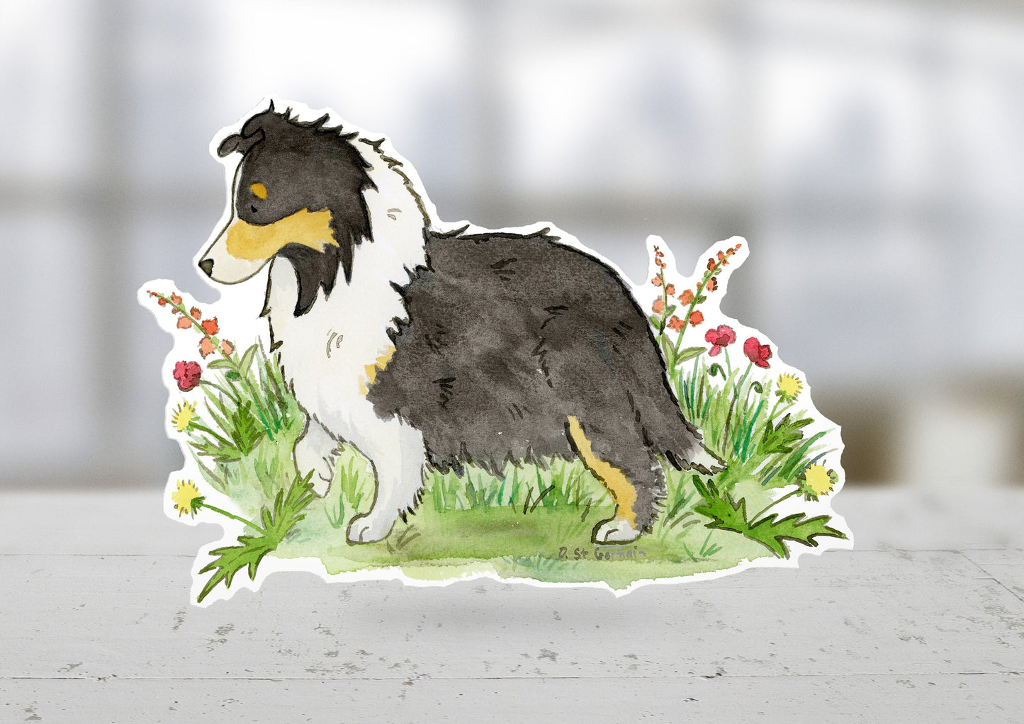 Sheltie Sticker, Tricolor Shetland Sheepdog Decal