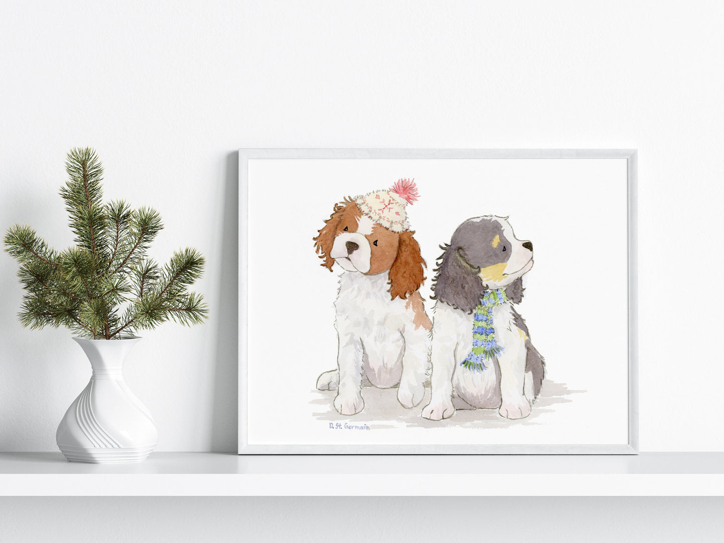 Cavalier King Charles Spaniel Holiday Art Print