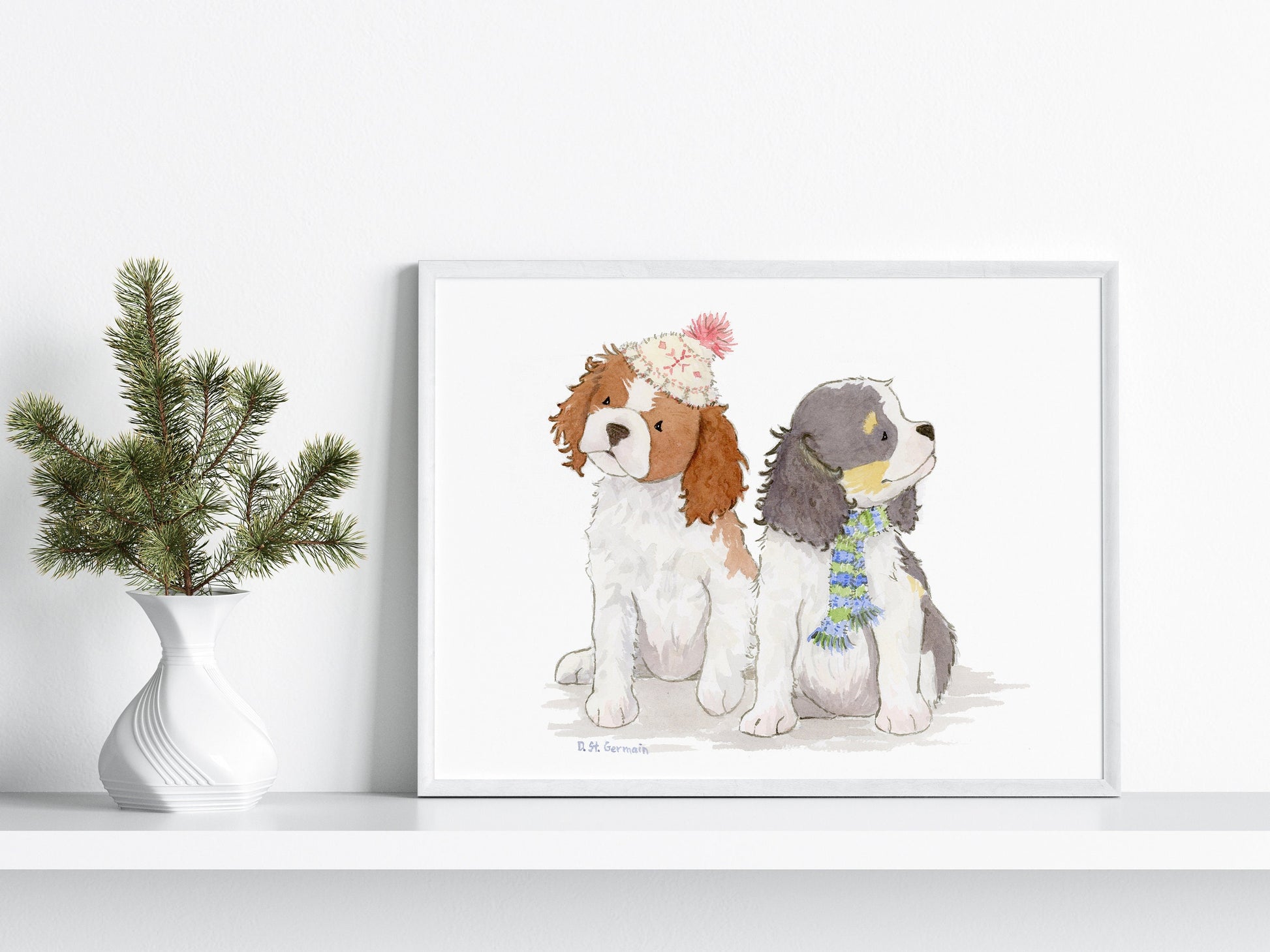 Cavalier King Charles Spaniel Holiday Art Print