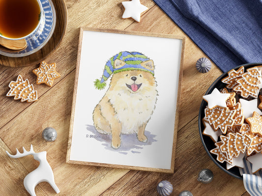 Pomeranian Holiday Art Print
