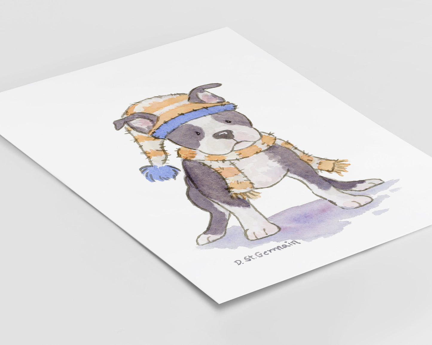 Boston Terrier Art, Holiday Boston Terrier Print
