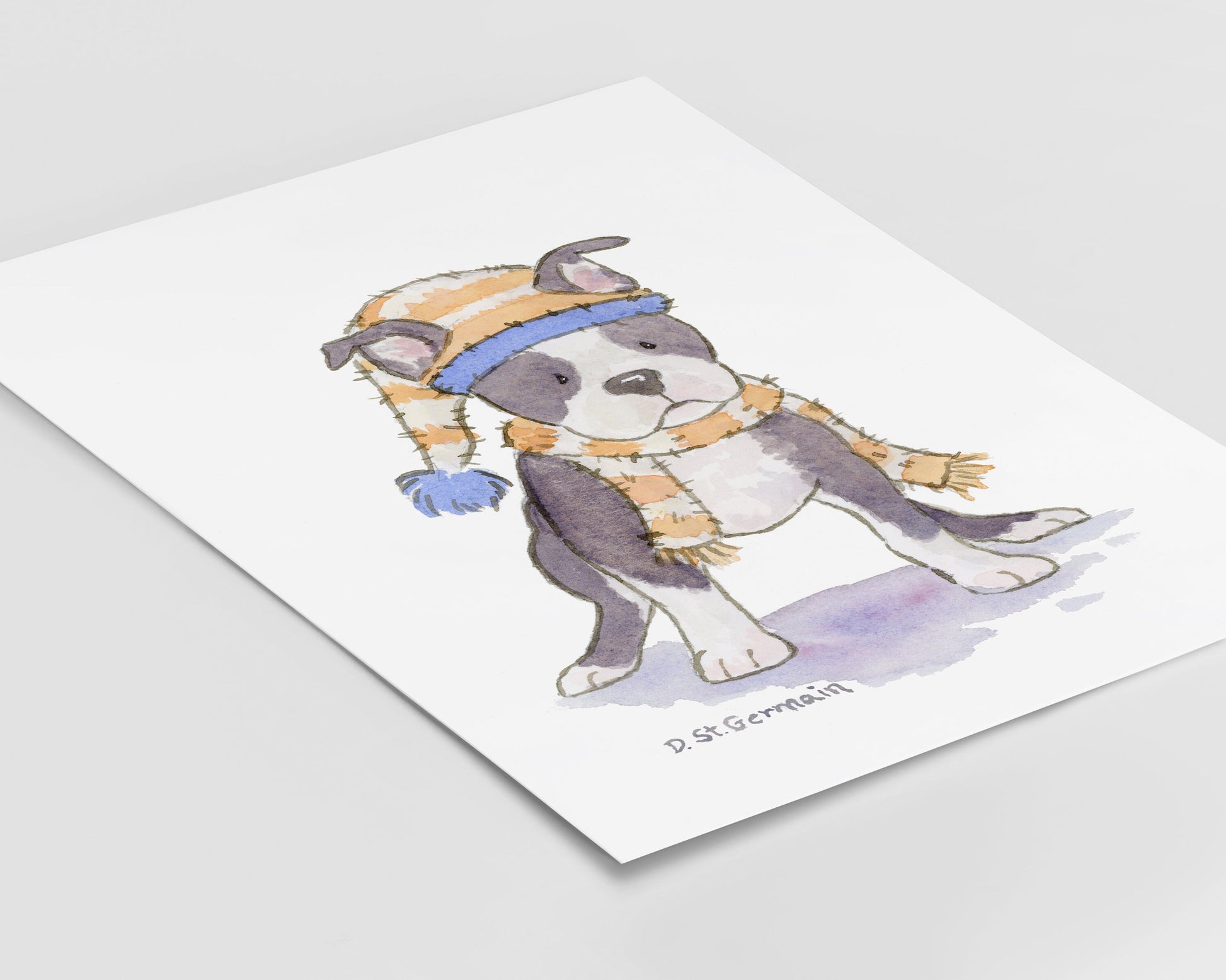 Boston Terrier Art, Holiday Boston Terrier Print