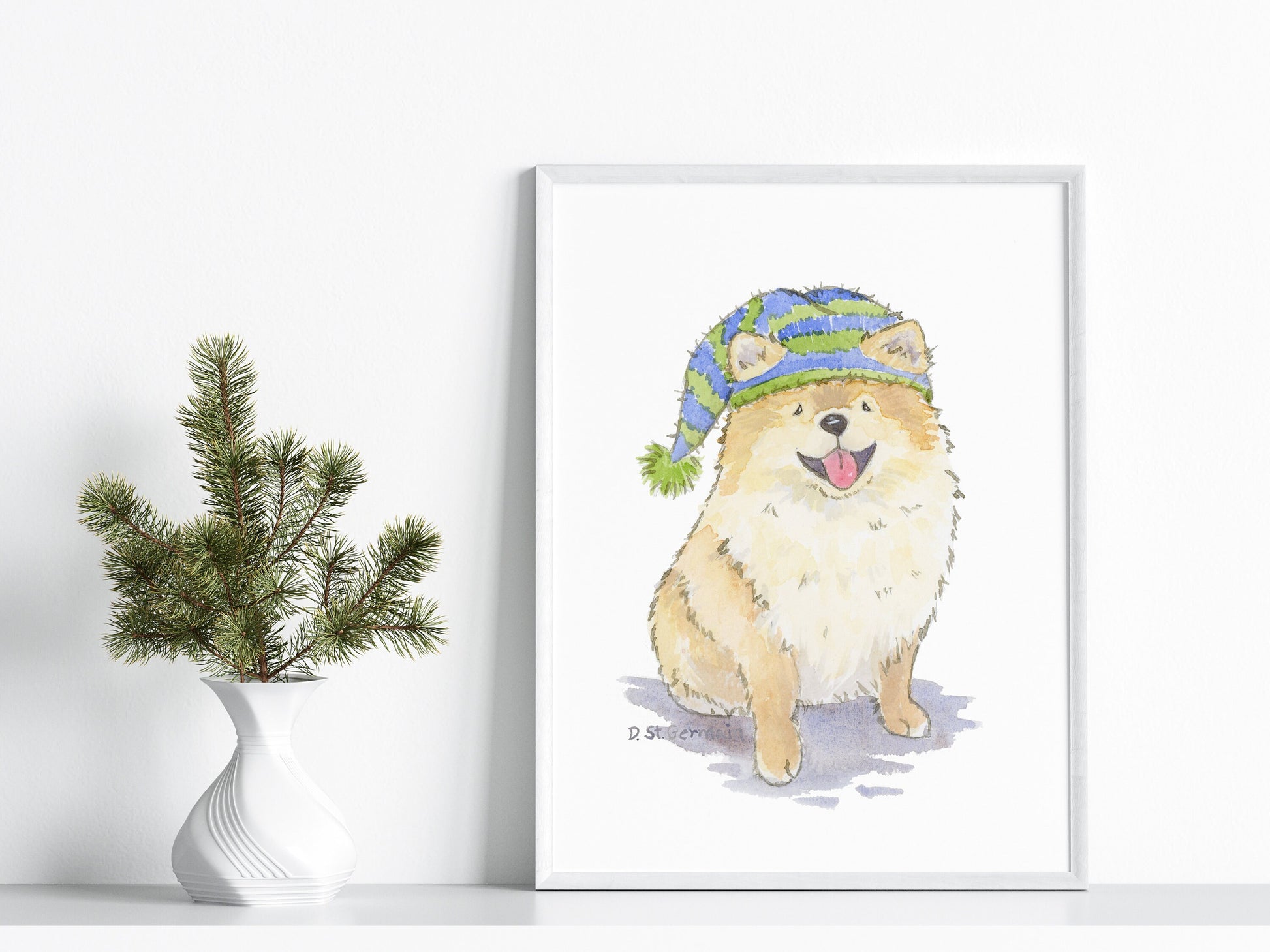 Pomeranian Holiday Art Print