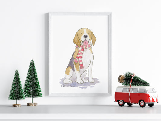 Beagle Holiday Art Print
