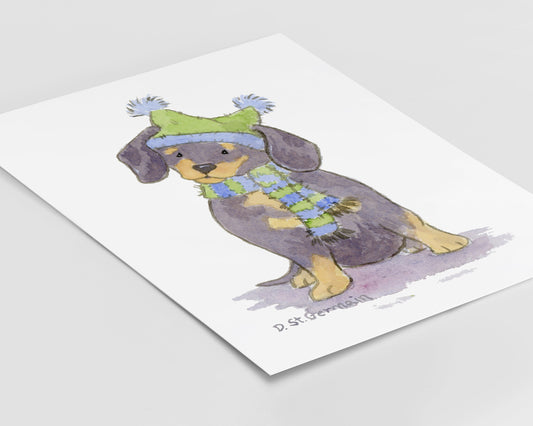Dachshund Art, Holiday Dachshund Print